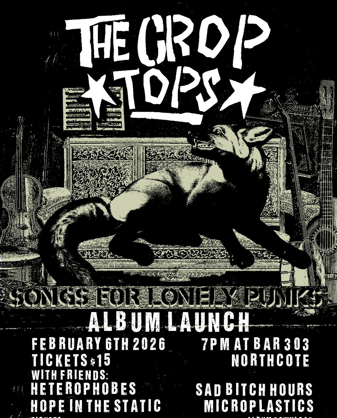 crop tops songs for lonely punks album launch poster